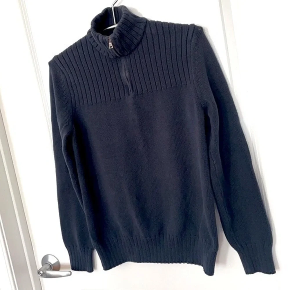 BANANA REPUBLIC | Women’s Navy Blue Quarter Zip Collared Pullover Sweatshirt